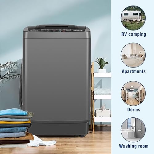Miniatura 7 de Nictemaw Lavadora portátil de 17.8 libras con bomba de drenaje, 2.4 pies cúbicos de lavadora y secadora completamente automática, 10 programas, 8