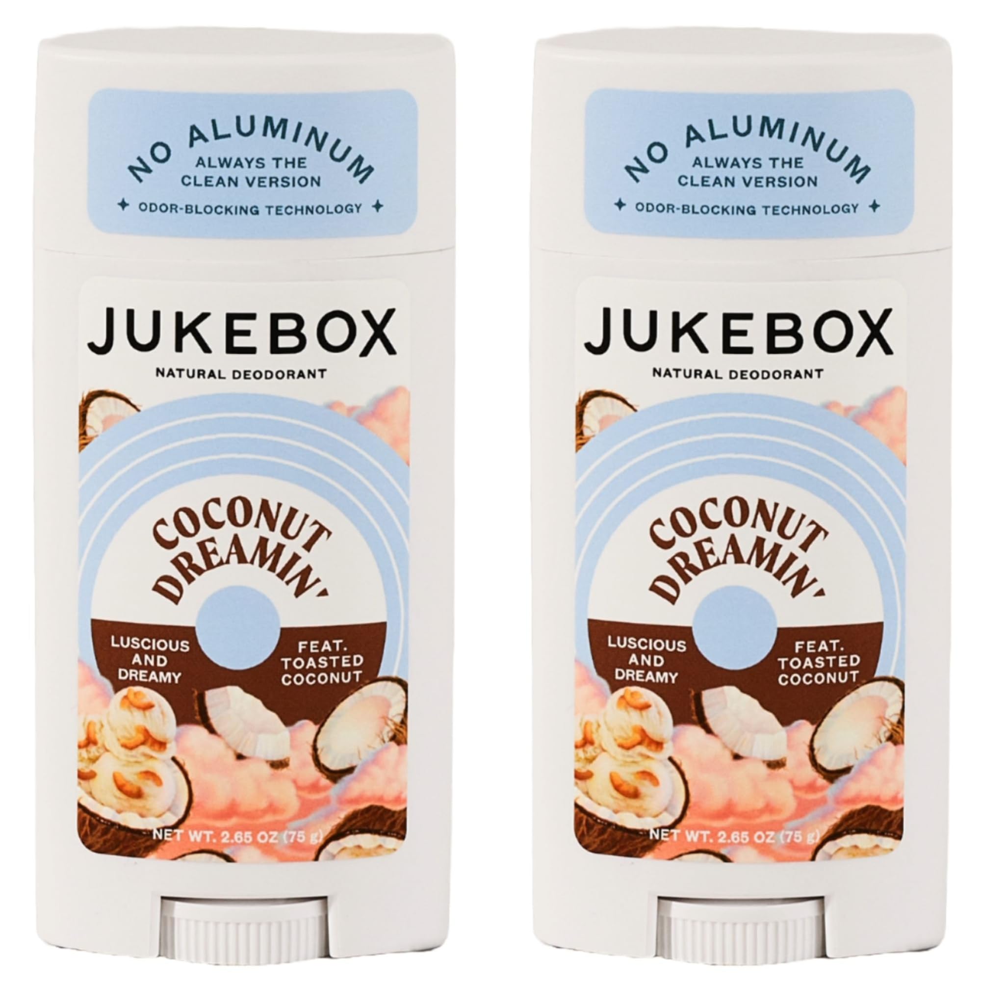 JUKEBOX Natural Deodorant for Women–Coconut Dreamin'–Aluminum-Free, No Baking Soda, No Harsh Chemicals, Odor Blocking Technology, Toasted Coconut,