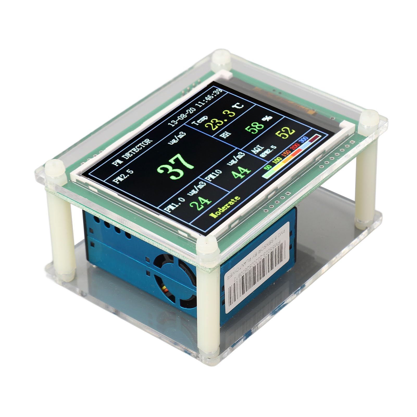 PM2.5 Indoor Air Monitor PM2.5 Detector, PM2.5 Detector Module with ARM Chip 2.8in LED Screen, Car Office, USB Supply, Temperature and Humidity Measurement