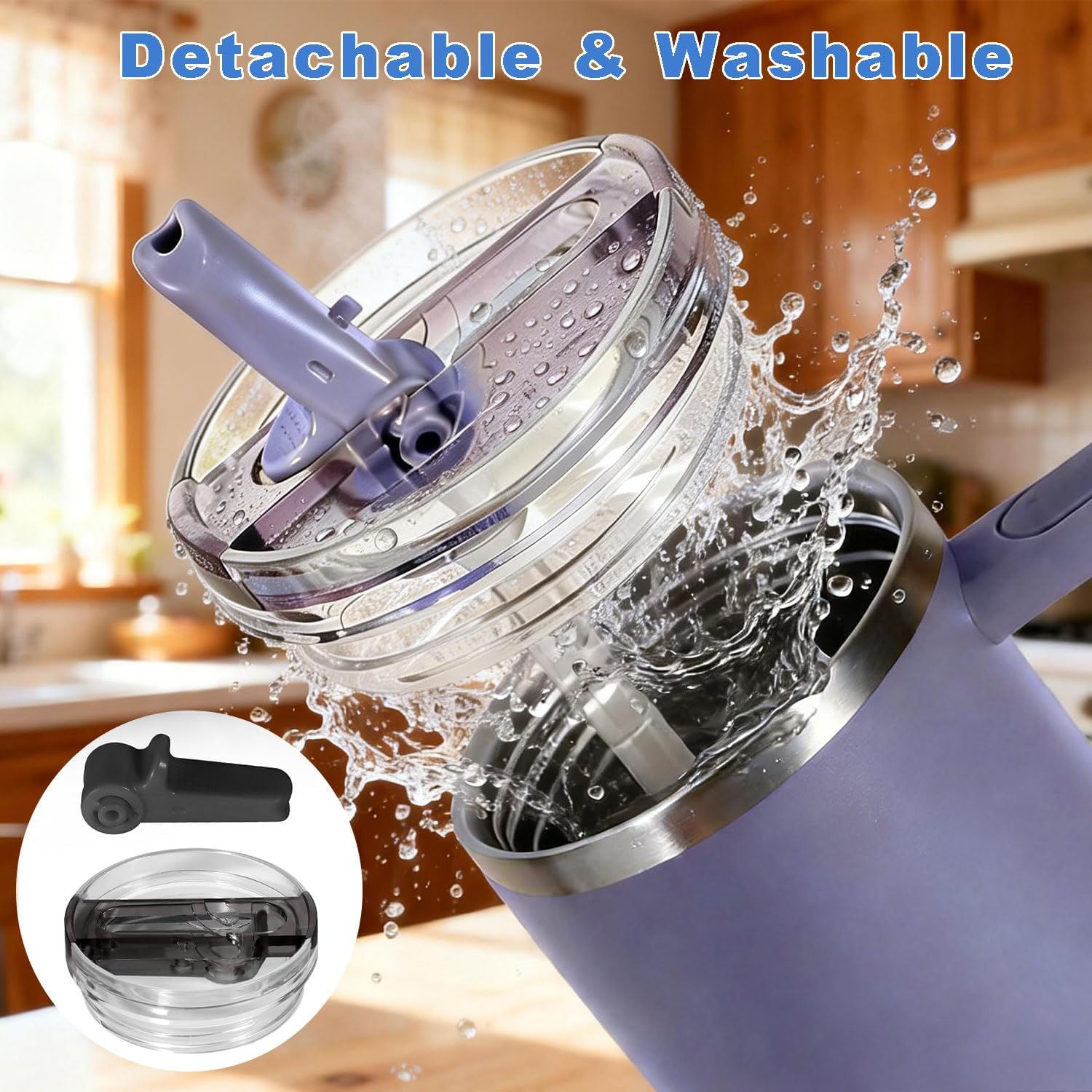 30oz Flip Straw Lid for Stanley Quencher H2.0 Tumbler, 2 Pack Leak Proof Lid Replacement No Spill Cover for Stanley Cup Accessories ProTour (Rose Quartz,Rose Quartz) - Image 6