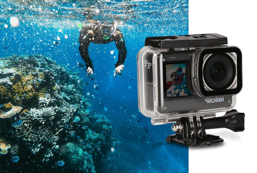 Rollei Action One Lite: la tua azione, la tua perfezione Cattura video 4K, foto da 20MP con 2 display, stabilizzazione dell'immagine e modalità creative. Controllo touch screen e app per scattare
