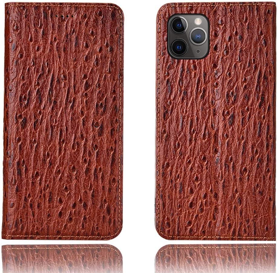 Étui à clapet en cuir iPhone 11 Pro Max marron avec support et fente carte