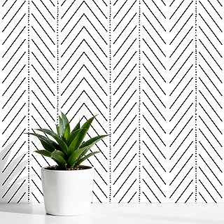Black and White Wallpaper Striped Contact Paper Modern Wall Paper Peel and Stick Herringbone Renter Friendly Self-Adhesive Waterproof Removable Bathroom Bedroom Vinyl 17.3" x 393"