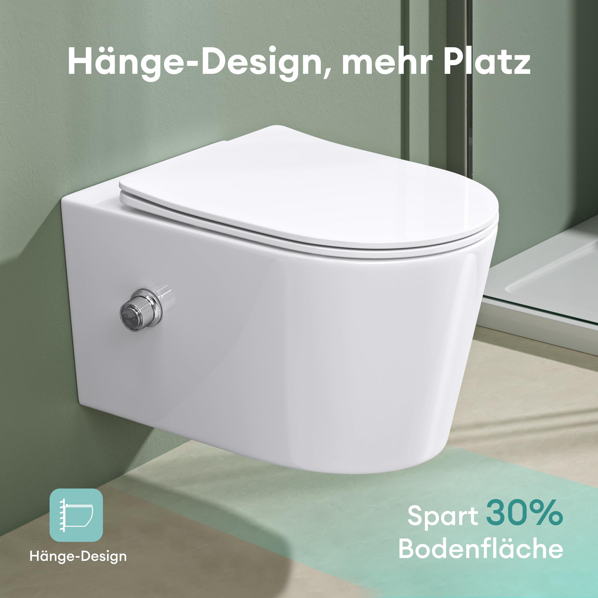 Mai & Mai Hänge WC mit Bidet-Funktion aus Sanitärkeramik 36x53,5x36,5cm