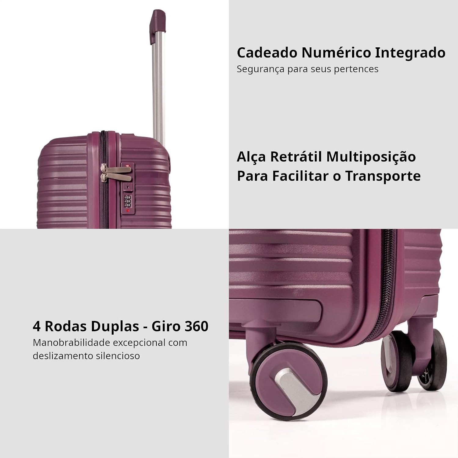 Kit Mala De Viagem 32Kg E 23Kg Polipropileno 8 Rodas 360 Tamanho Conjunto Jogo Media E Grande Para Despachar Rígida Leve Resistente (ROXO, 2-Peças (M/G)) Kit Mala De Viagem 32Kg E 23Kg Polipropileno 8 Rodas 360 Tamanho Conjunto Jogo Media E Grande Para Despachar Rígida Leve Resistente (ROXO, 2-Peças (M/G))