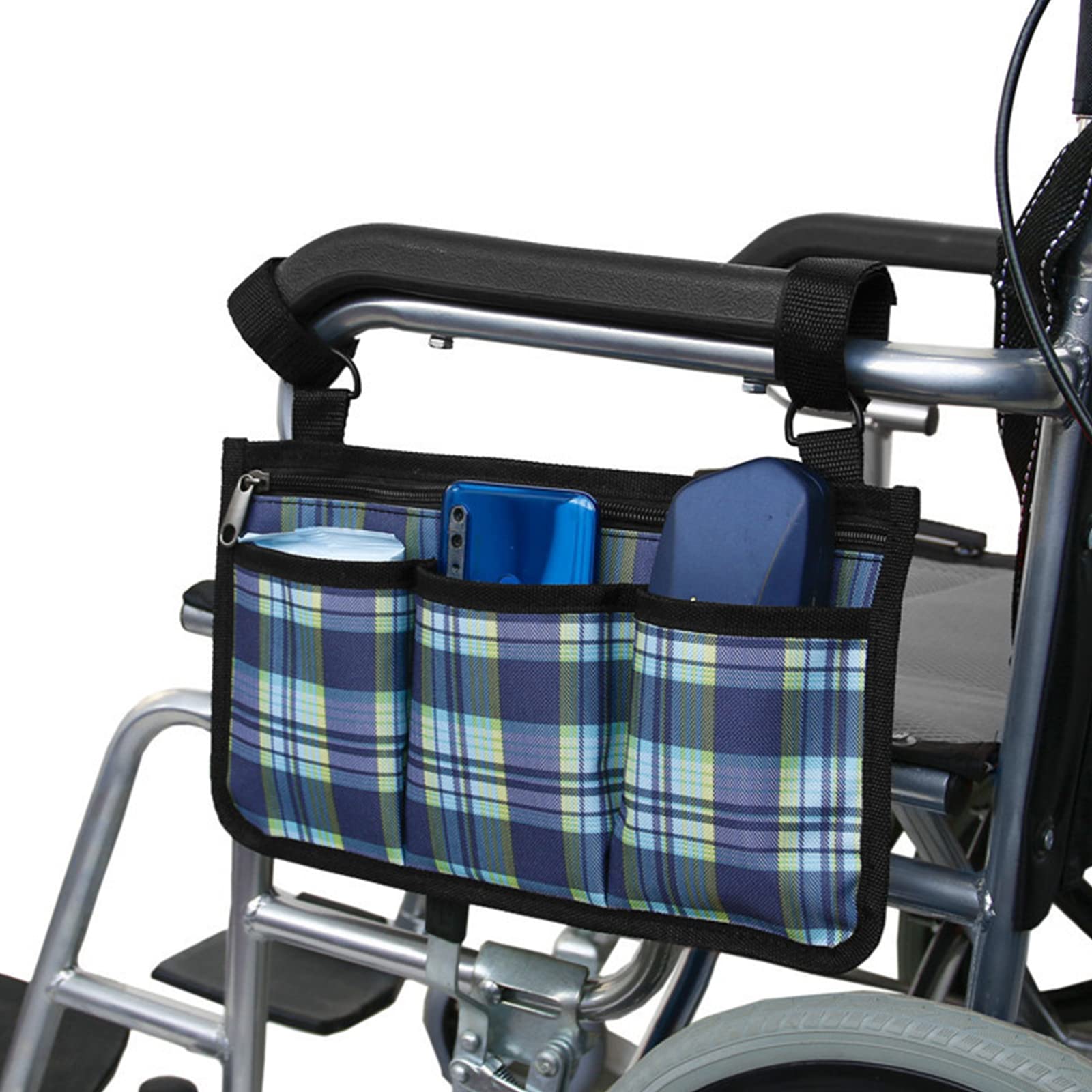Tasche für Rollstuhlzubehör – Aufbewahrungstasche für Mobilitätshilfen – wasserdichte Rollstuhltasche aus Oxford-Stoff mit 3 Taschen für Elektrorollstühle, Mobilitätsroller, Gehhilfen