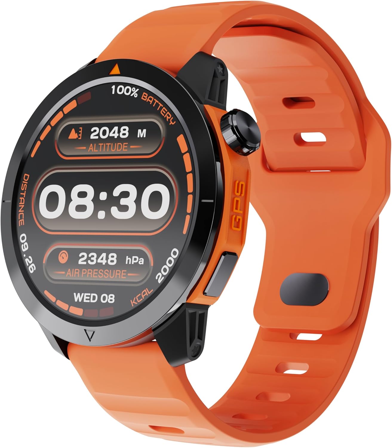 GPS Smart Fitness Watch, Heart Rate/Blood Oxygen/Stress/Sleep Tracking, 60 Workout Modes, Call/Music Control, Weather Forecast, Flashlight