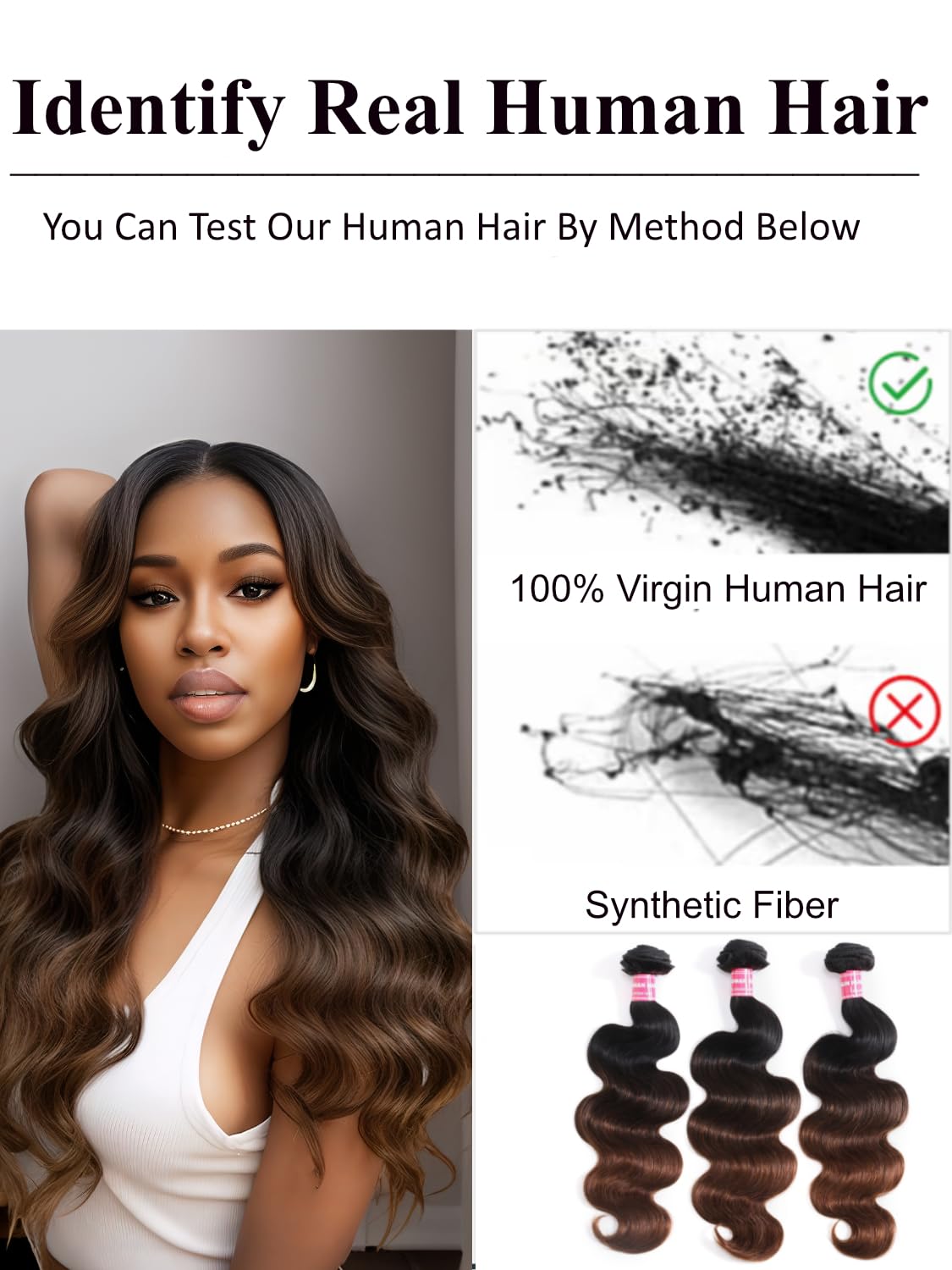 KLAIYI Ombre Brown Body Wave Bundles Human Hair Extensions with Dark Roots 100% Unprocessed Brazilian Real Virgin Hair Weaves Chestnut Brown Double Wefts for Women 12A Wavy 3 Bundles Deal 16 18 20Inch