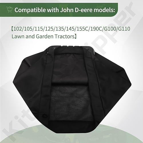 Miniatura 6 de KitchenKipper AM122416 Kit de bolsas de césped compatible con cortacéspedes John D-eere serie 100, para reemplazar bolsas de césped AM101602,