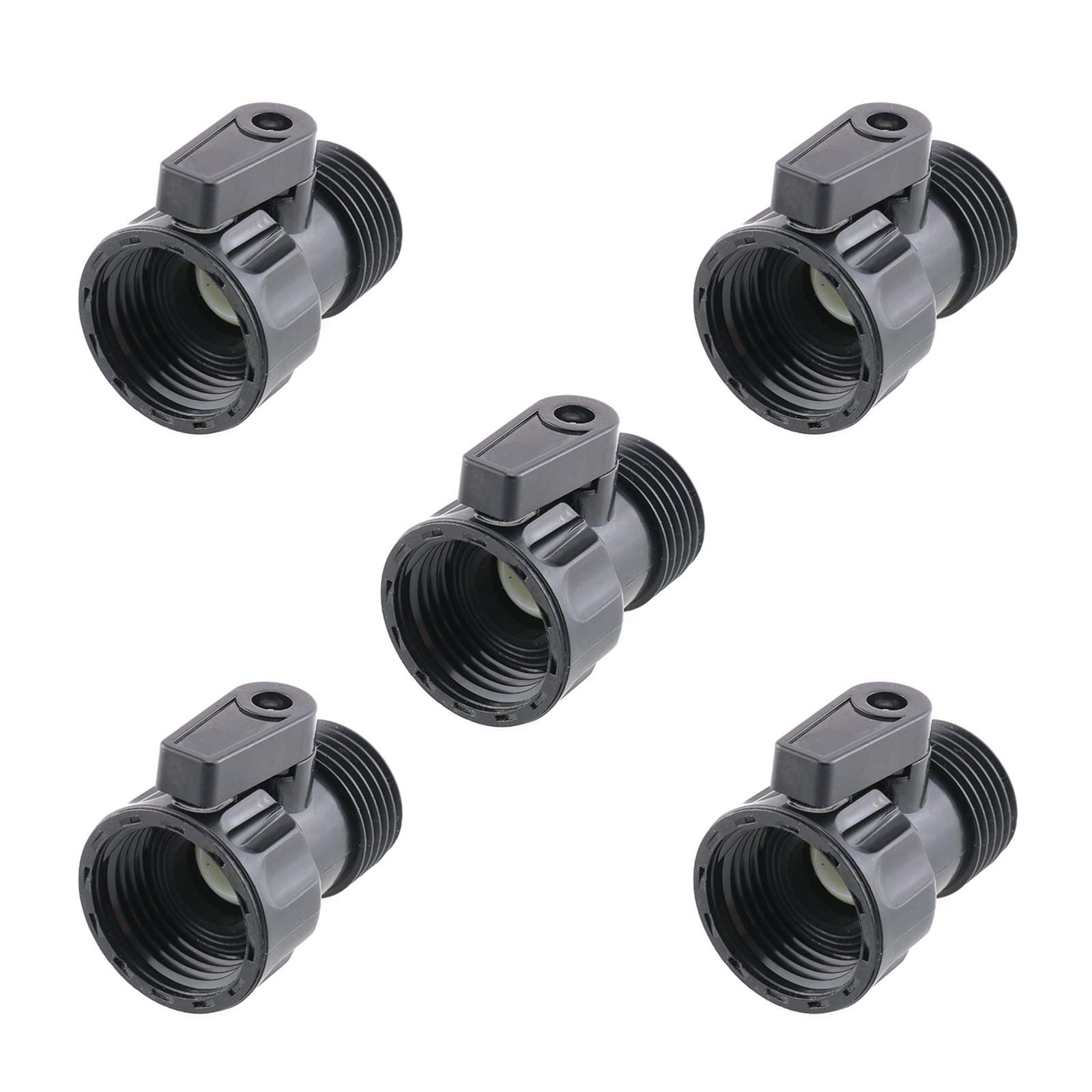 ITROLLE Shutoff Valve 5PCS Black Plastic 34Inch Plastic Garden Hose Attachment Shut Off Water Valves Shut-Off Ball Valve