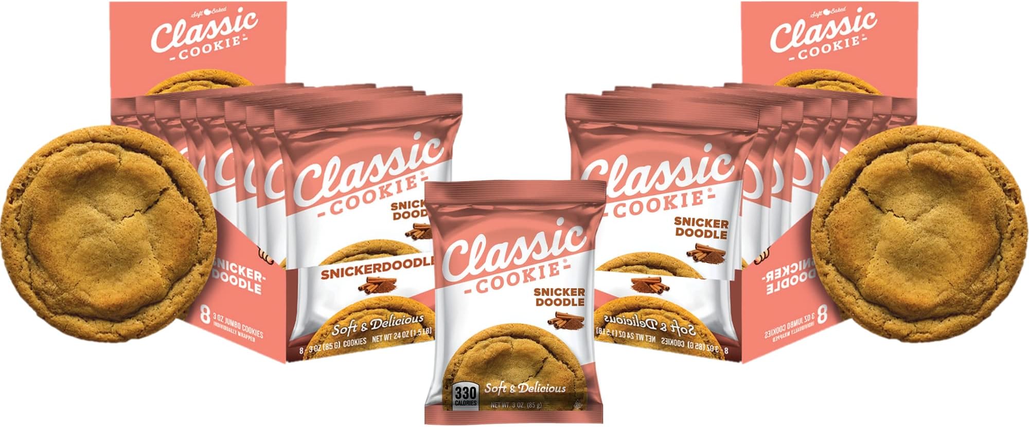 Classic Cookie Soft Baked Snickerdoodle Cookies, 2 Boxes, 16 Individually Wrapped Cookies