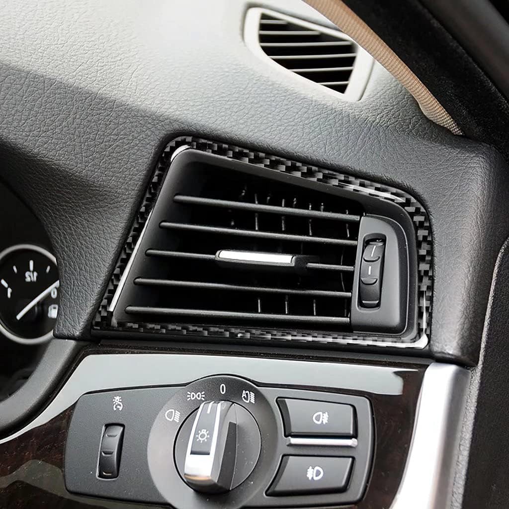 Car Interior Carbon Fiber Dashboard Side Air Conditioning Outlet Frame Trim for BMW 5 Series F10 2011-2017(Style A)
