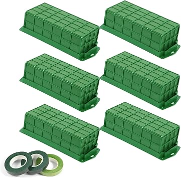 Vevitts 6 Pack Floral Foam Cage Flower Holder with Floral Foam for Fresh Flower Arrangement and Wedding Holiday Decorations, Rectangle 11.8 x 4.3 x 3.1 inches