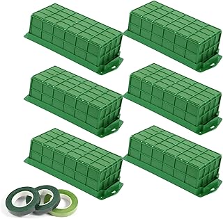 Vevitts 6 Pack Floral Foam Cage Flower Holder with Floral Foam for Fresh Flower Arrangement and Wedding Holiday Decorations, Rectangle 11.8 x 4.3 x 3.1 inches