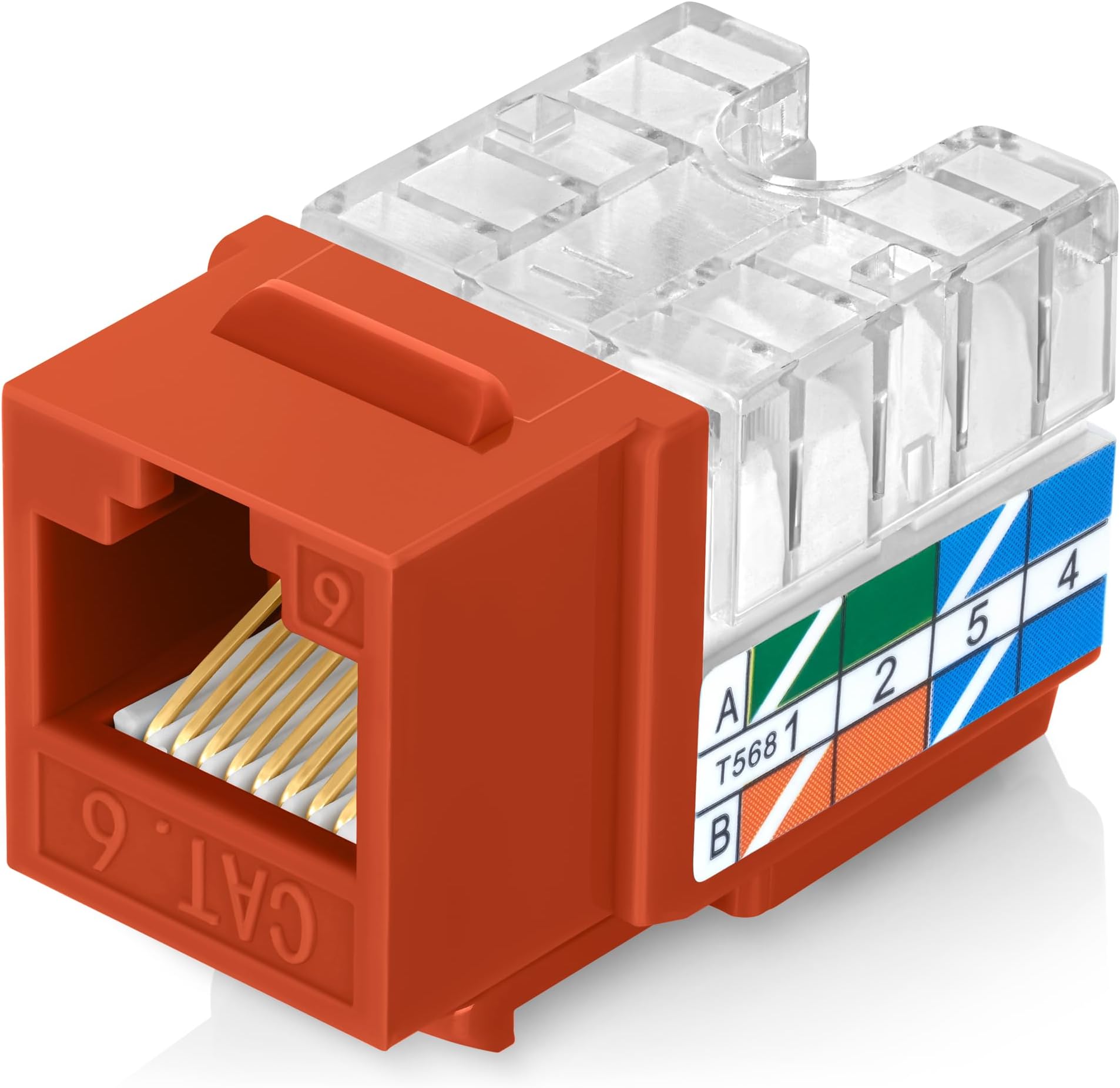 Everest 90° Angled RJ45 Cat6 Keystone Jacks 50-Pack in Orange - Slim Profile Female RJ45 Connectors - Cat 6 Keystone Jack - Compatible with 90° Angled Speed Termination Tool - easyJACK (B094WB91H3)