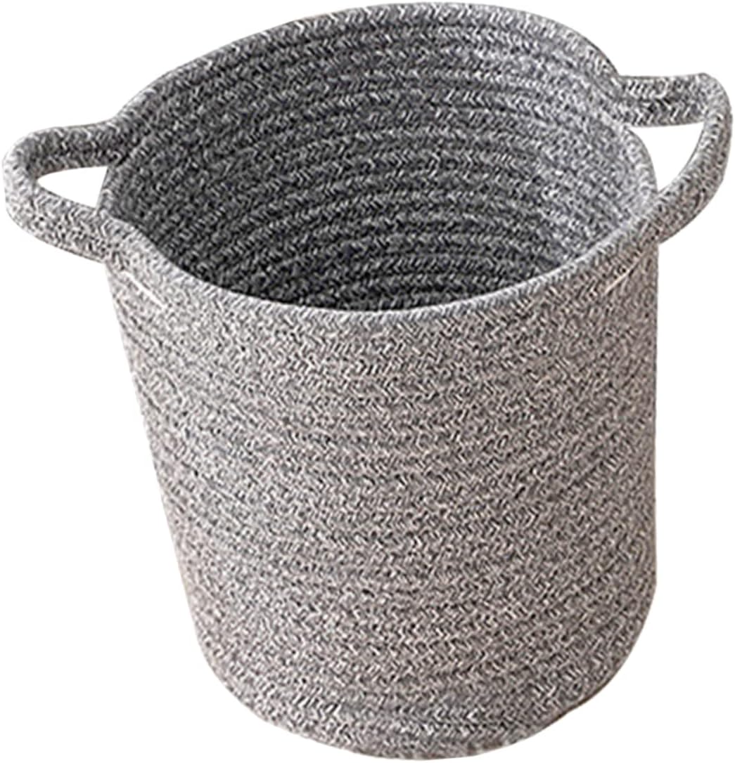 VICASKY Large Cotton Linen Laundry Hamper Basket with Dual Color Design Deep Gray Portable Clothes Storage for Home Bedroom Nursery Cotton Rope with Integrated Handles