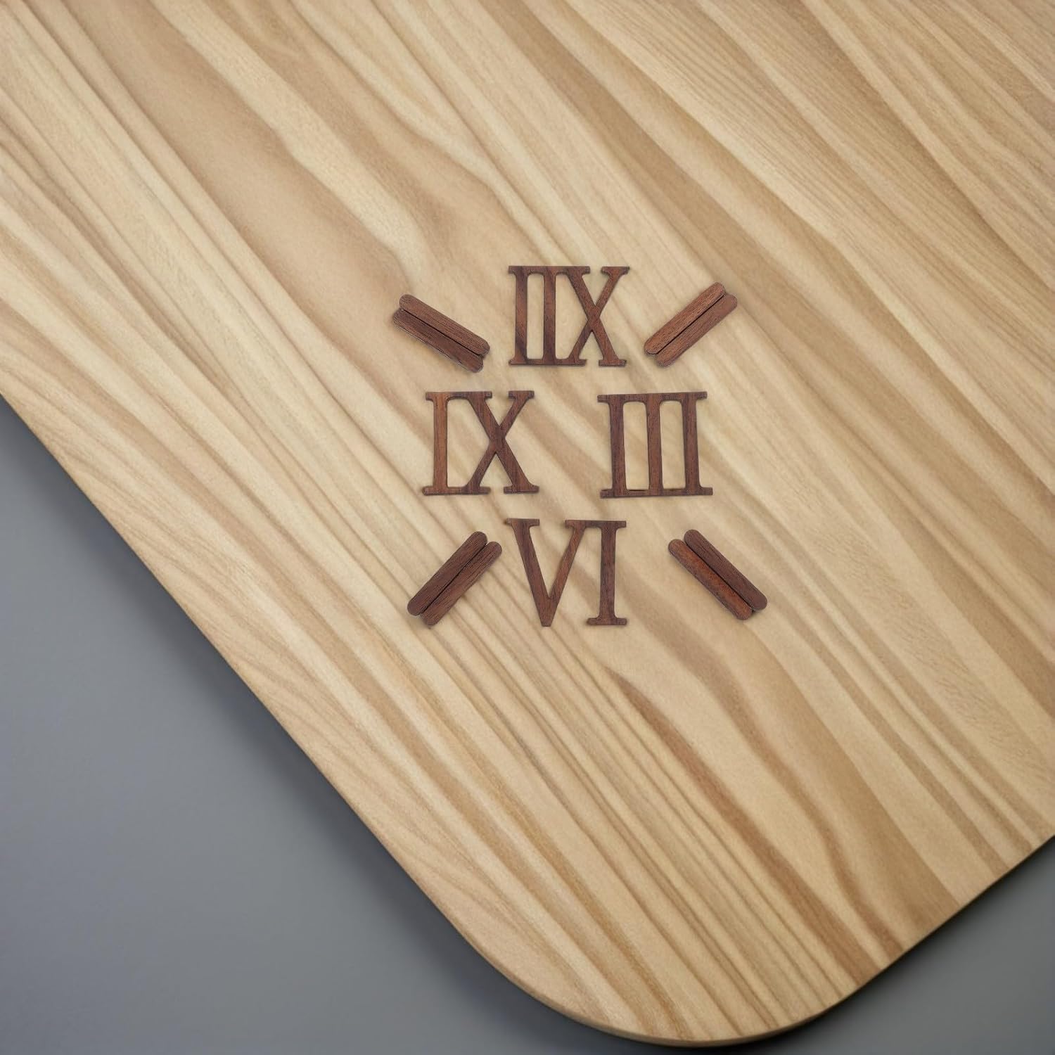 ANDRESLAD 12pcs DIY Wall Clocks Kit with Wooden Roman Numerals Cutouts, Easy Assembly and Reliable Performance for Home Decor and Family Gatherings, Elegant Roman Numerals Design