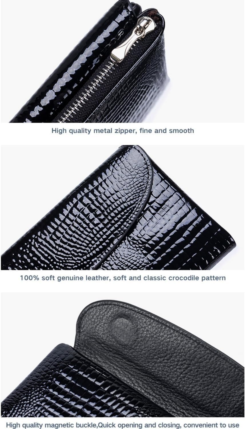 Genuine Leather Wallet for Women Long Trifold Phone Wallet Credit Card Holder Purse Clutch