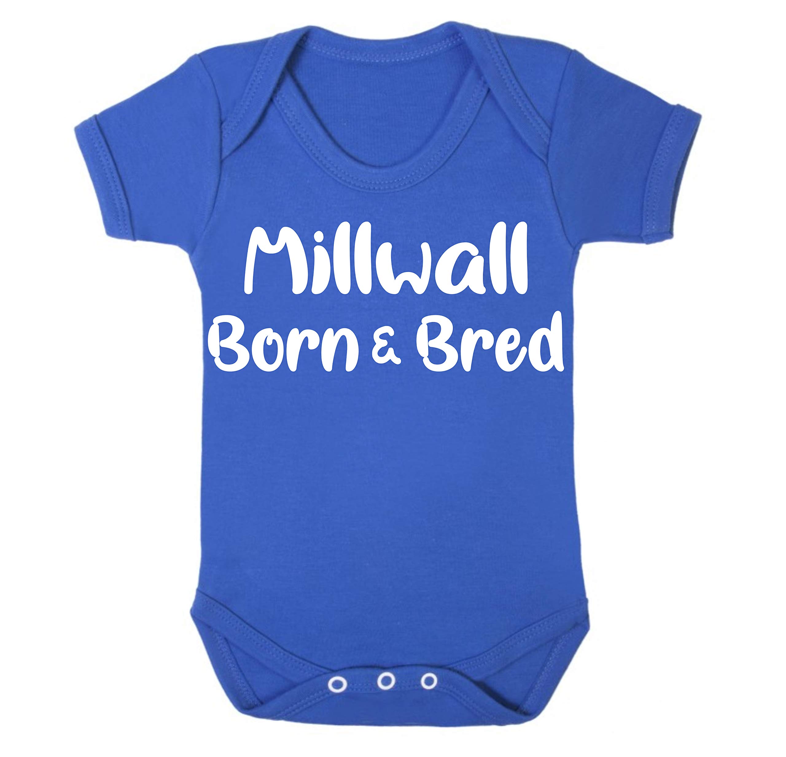 Millwall Born and Bred Football Premium Baby Vest Grow Romper Girl boy Gift Present Shower Newborn Age 6-12 Months White