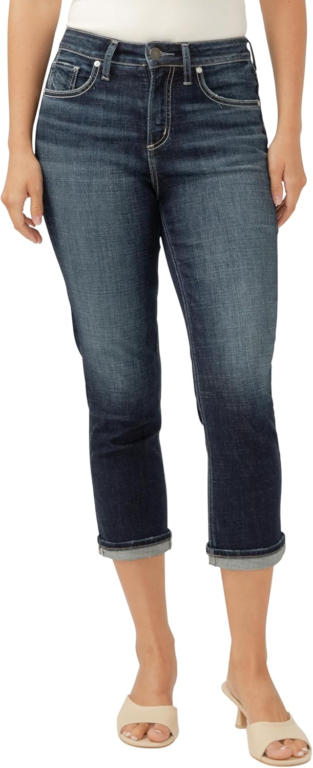 Silver Jeans Co. Womens Avery High Rise Curvy Fit Capri Jeans