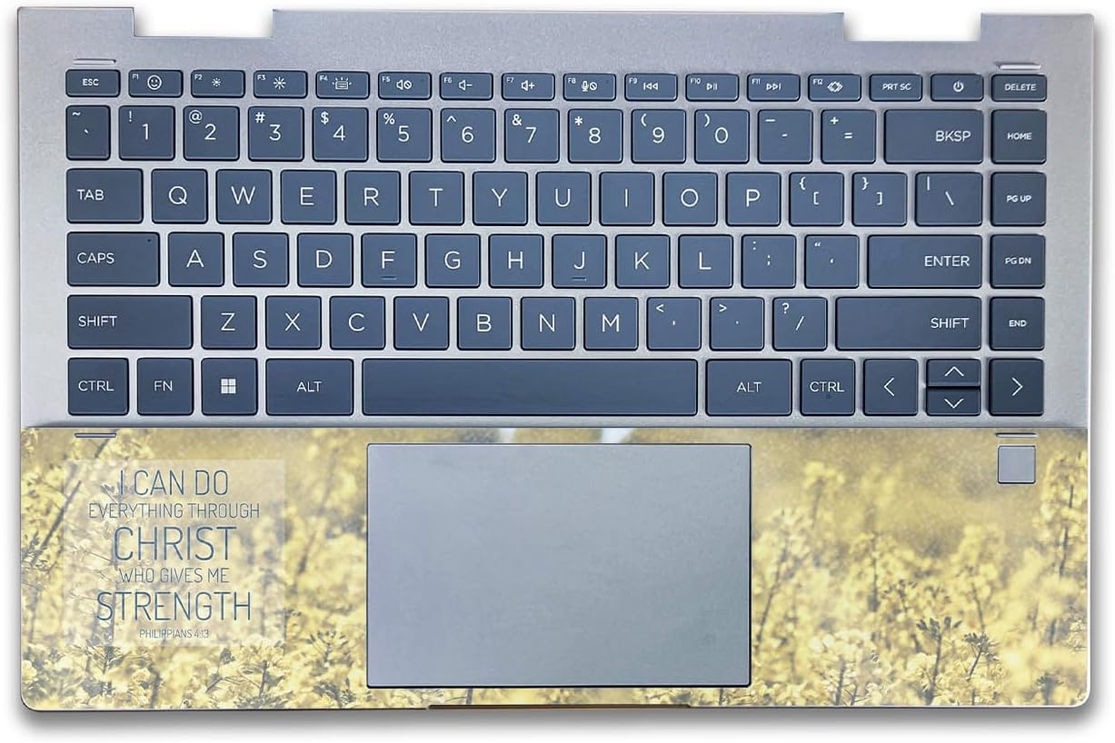 Glossy Glitter Laptop Skin Compatible with HP Envy x360 14” (2023) - Through Christ - Premium 3M Vinyl Protective Wrap Decal Cover - Easy to Apply | Crafted in The USA by MightySkins