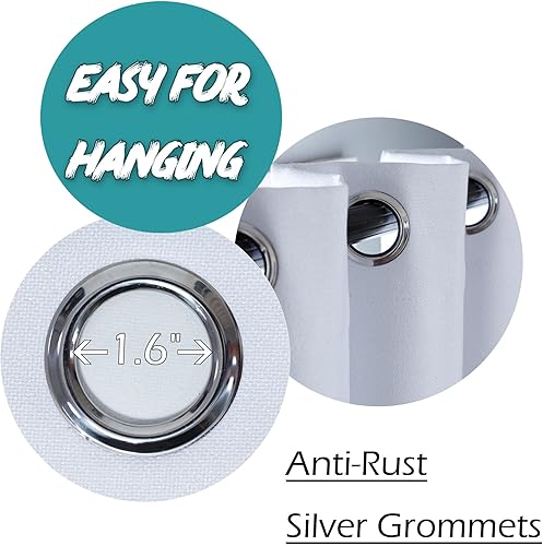 Miniatura 3 de GRALI-DECOR Cortina texturizada de lino 100% opaca para puerta corrediza de patio, cortina divisora de pared extra ancha para el hogar (100 pulgadas