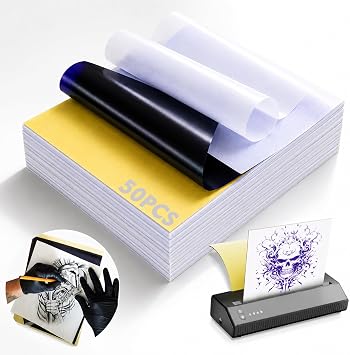 Rayyl Tattoo Transfer Paper 50 Sheets - Stencil Paper 4-Layer 8.5" x 11" Professional Thermal Transfer Paper for Tattoo Stencil Printer and Freehand Tracing Stencil Lines for Tattoo Supplies