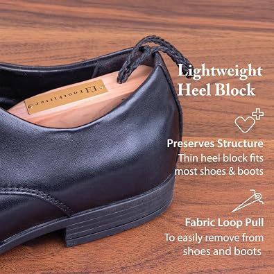 FootFitter Mens Cedar Shoe Trees, Compact Adjustable Split Toe