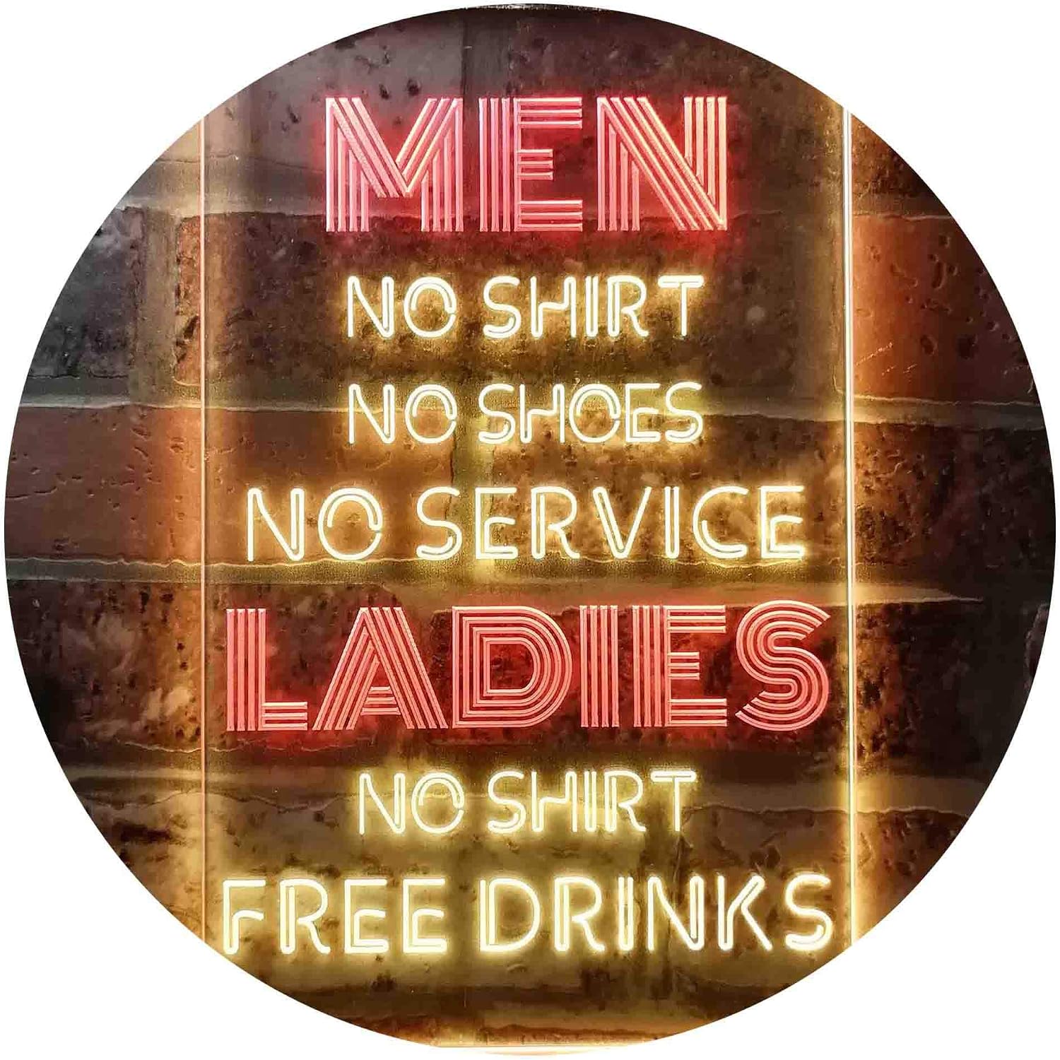 ADVPRO Ladies No Shirt Free Drinks Funny Humor Bar Dual Color LED Neon Sign Red & Yellow 16 x 24 Inches st6s46-i3617-ry