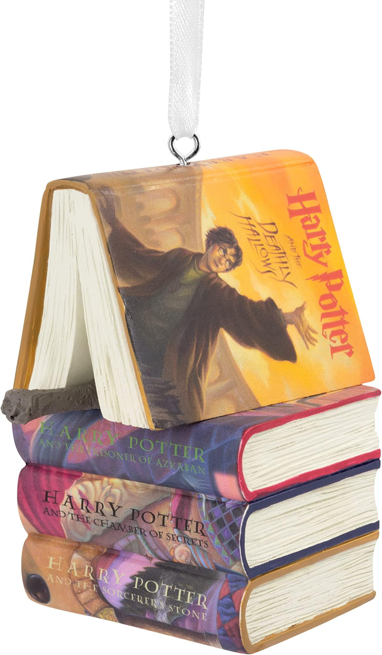 Harry Potter Stacked Books with Wand Christmas Ornament