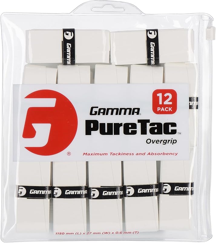 Gamma Sports PureTac Overgrip de tenis, raqueta extra pegajosa OG, absorbente de humedad, paquetes disponibles, jugabilidad superior, raqueta, pickleball, plataforma, bádminton, paleta