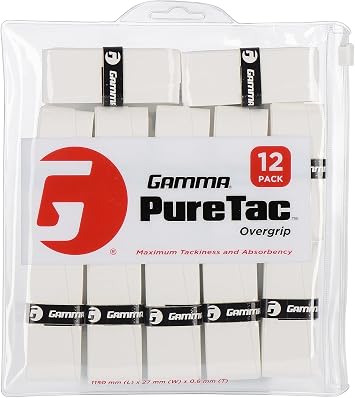 Gamma Sports PureTac Tennis Overgrip, Extra Tacky Racquet OG, Moisture Absorbent, Packs Available, Superior Playability, Racket, Pickleball, Platform, Badminton, Paddle