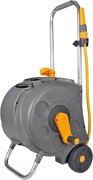 HOZELOCK - Compact Cart Reel 30m Stable, Sturdy Reel on Wheels, Easy to Assemble and Use, Large Winding Handle, Enclosed Casing, Supplied with All Necessary Accessories [2416R0000]