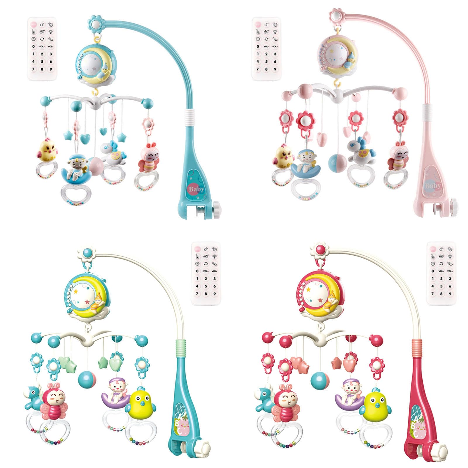 Sonagli rotanti sospesi e carillon telecomandato Giocattolo per dormire per bambini Culla musicale per bambini Mobile con funzione temporizzazione Giocattolo per