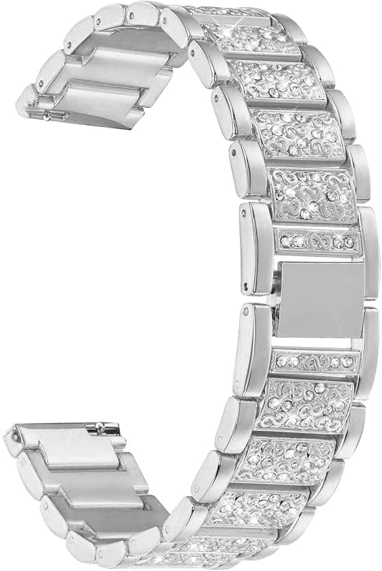 Watch Band for Fossil Women's Gen 5E 42mm / Women's Gen 6, 18mm Lightweight Alloy Metal Bling Crystal Quick Release Wristband Strap for Fossil Q Venture Gen 4/3,Women's Sport