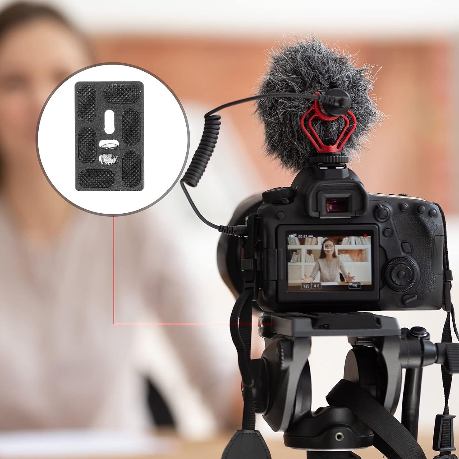 Frienda 2 Pieces Metal Quick Release Plate with 1/4''-20 Camera Screw Tripod Mount Plate Fits Standard for DSLR Camera Tripod Ball Head(Black,Pu60)