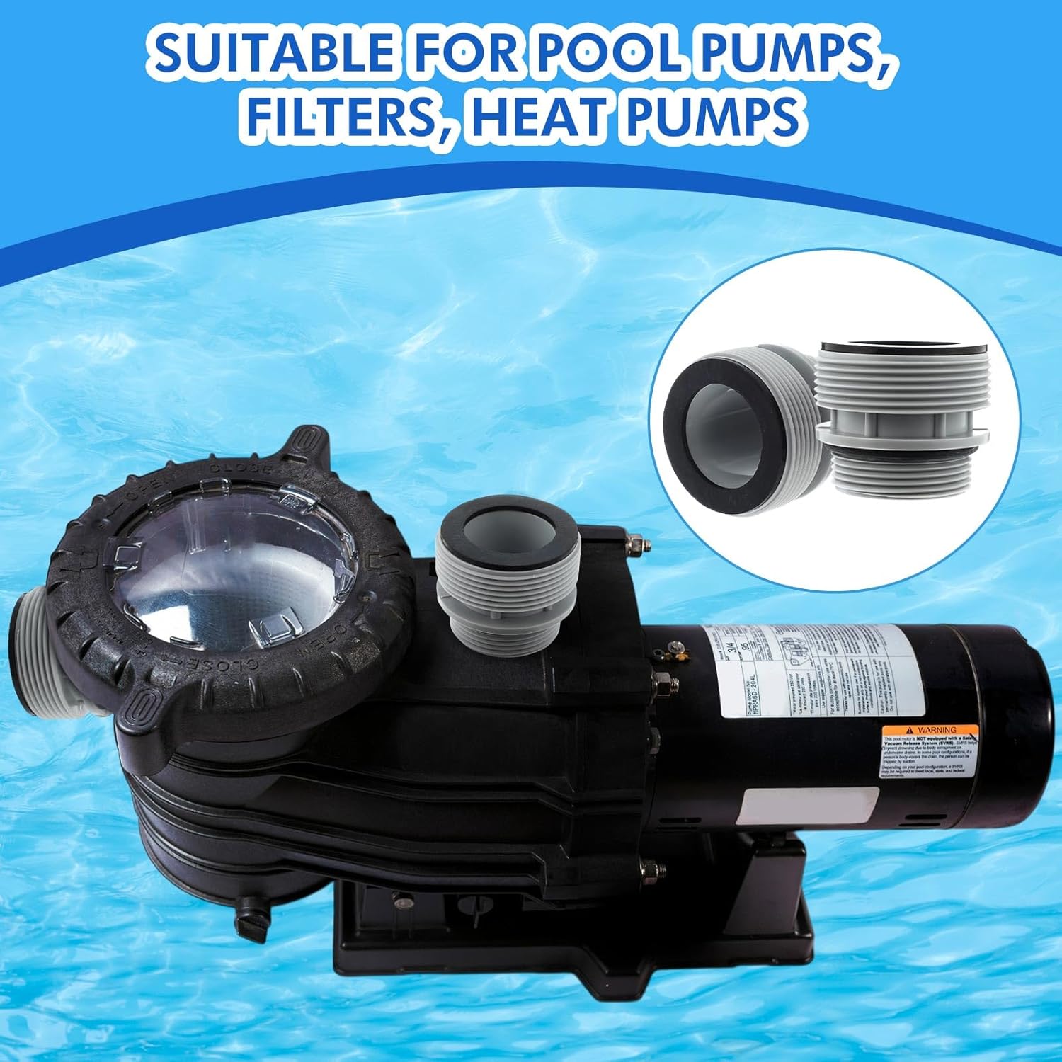 3 Pack 1.5''x59'' 29060e Flexible Pool Filter Pump Hose Kit for Above Ground Pools, with 1.5'' 3-way Connector, 3 4560 Conversion Adapters 40mm to 1.5'' for Sand Filter, Saltwater System(White)