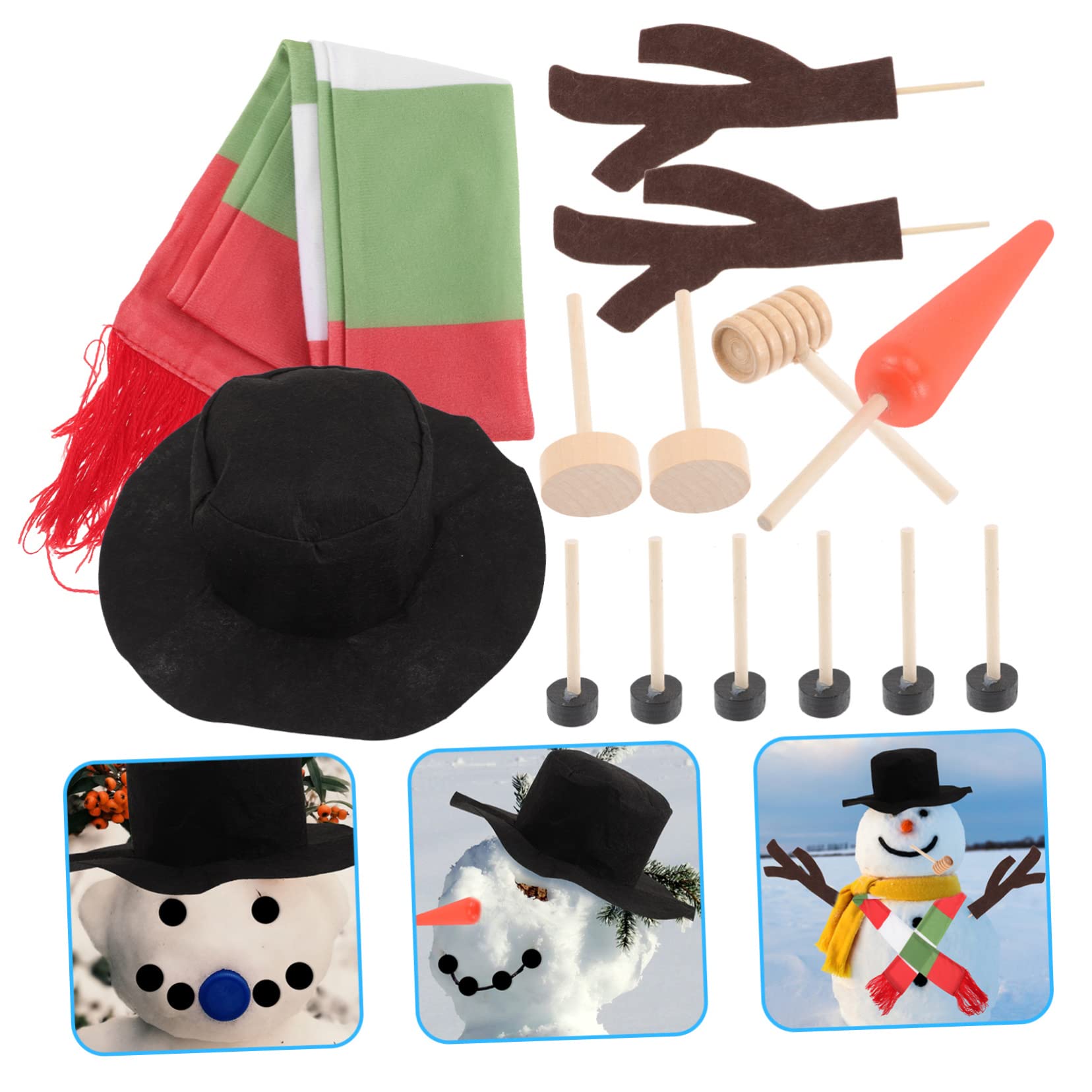 IMIKEYA 3 Sätze DIY Schneemann Dekorationsset Als Schneemann DIY Zubehör Schneemann, Der Stütze Verziert Weihnachtsschneemann Dekorationsset Weihnachts-schneemann-bausatz Hölzern