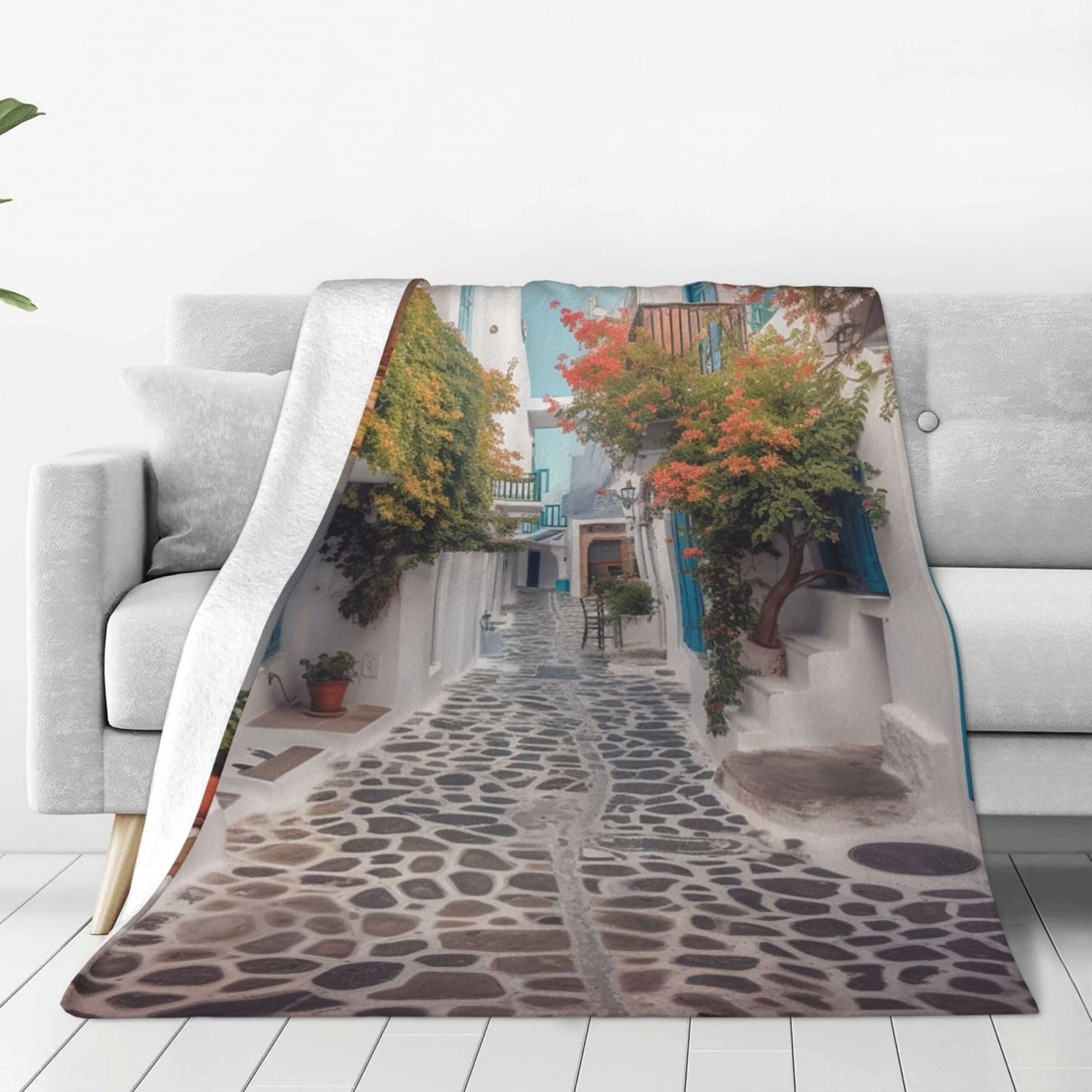 Couverture de rue Grèce pour canapé : fini les plaids lourds qui grattent, passez à la microfibre