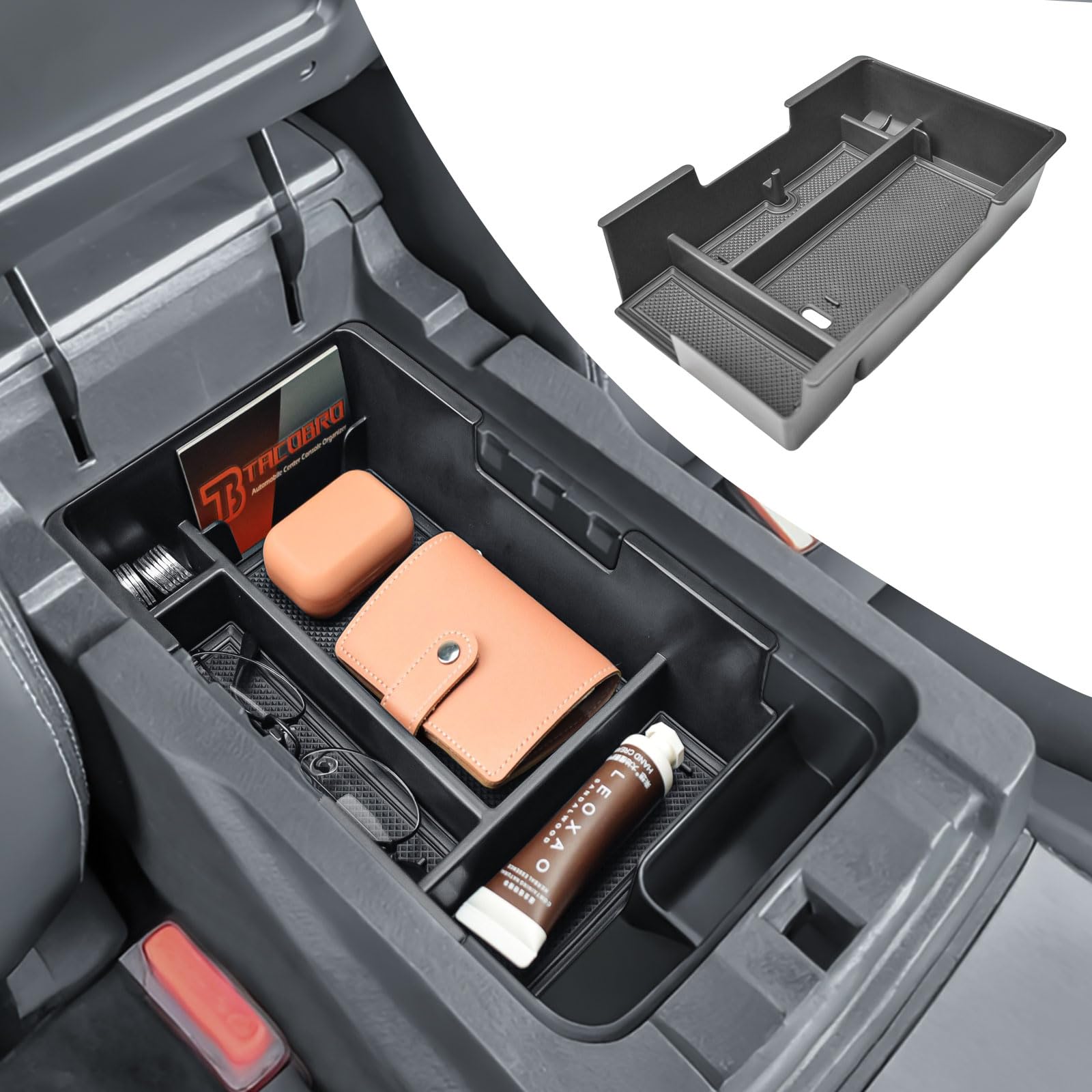 Center Console Tray for Nissan Murano 2017-2024 Accessories | Murano 2017 2018 2019 2020 2021 2022 2023 2024, Armrest Secondary Storage Box, Murano Interior Insert Tray, Black Trim
