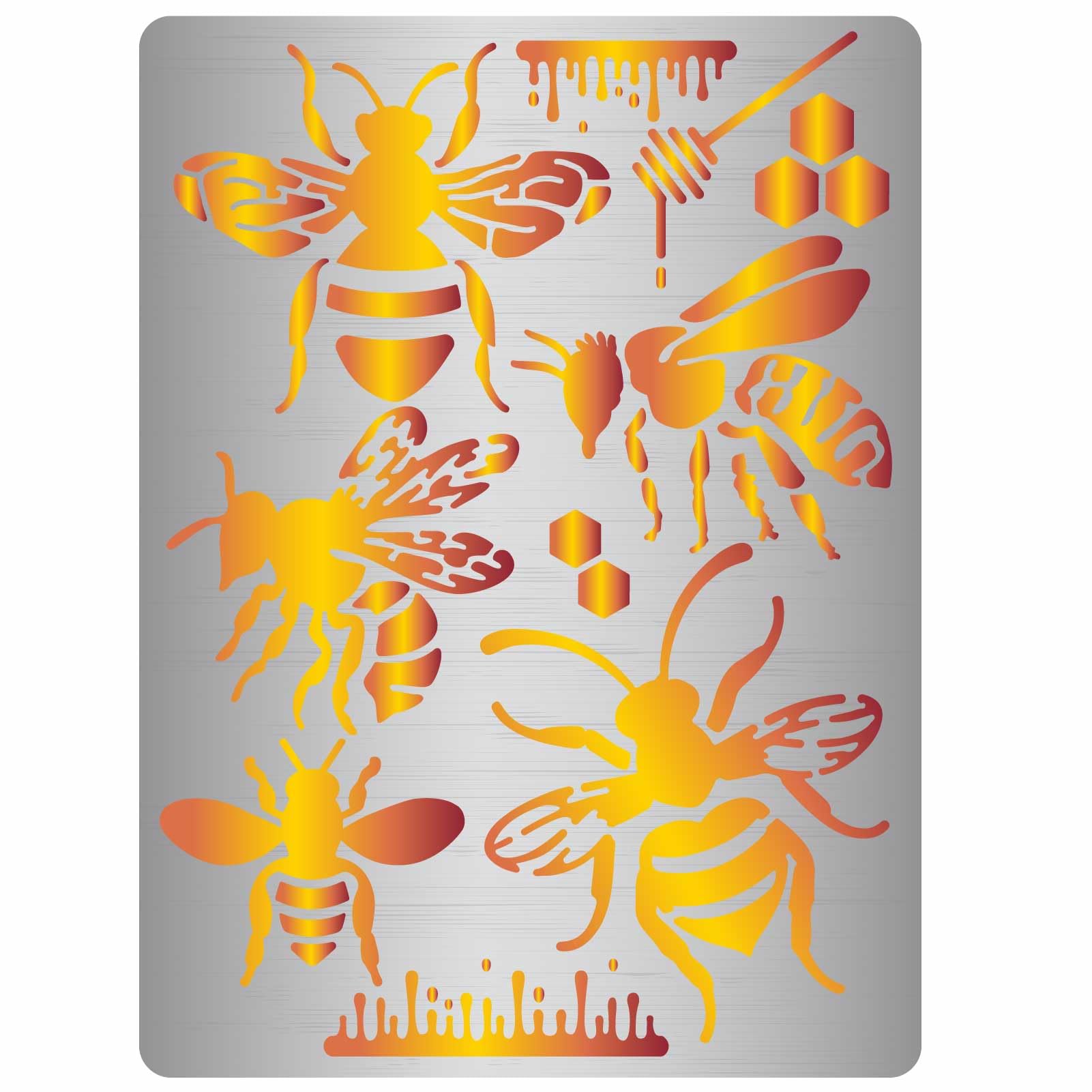 GORGECRAFT 19 x 14cm Bee Metal Stencil Reusable Honey Honeycomb Stainless Steel Drawing Stencils Template for Painting on Wood Wall Scrapbooking Engraving Wood Burning Pyrography DIY Art Crafts