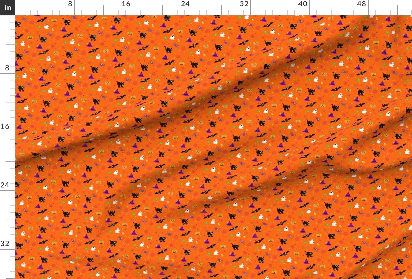 Spoonflower Fabric - Halloween Ditsy Print Black White Green Stars Purple Orange Circles Printed on Minky Fabric by The Yard - Sewing Baby Blankets Quilt Backing Plush