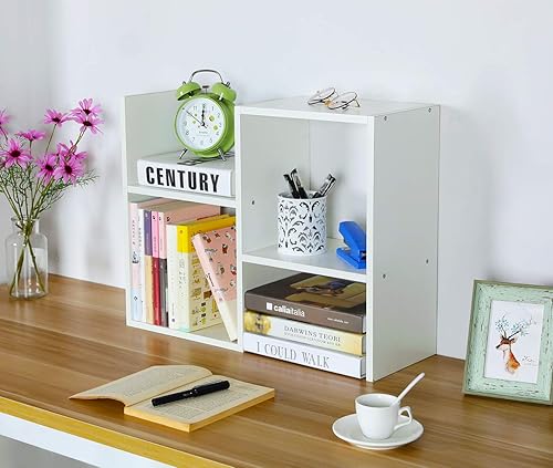 Vista 32 de PAG - Estantería de escritorio, librero ajustable para encimera, organizador de escritorio de madera para suministros de oficina, estante de Negro