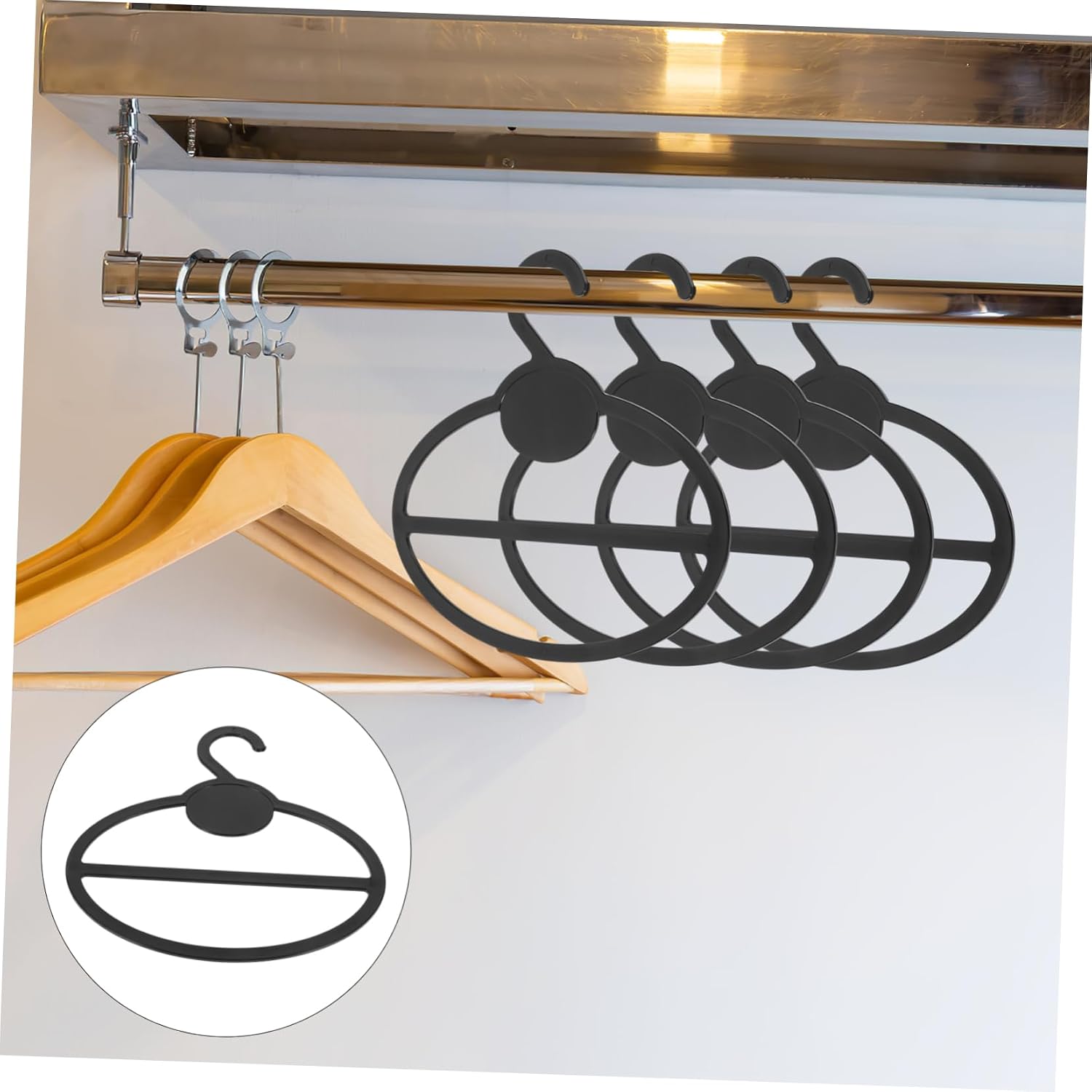 10pcs Circular Scarf Hanger Organizer, Black Plastic Tie Holder