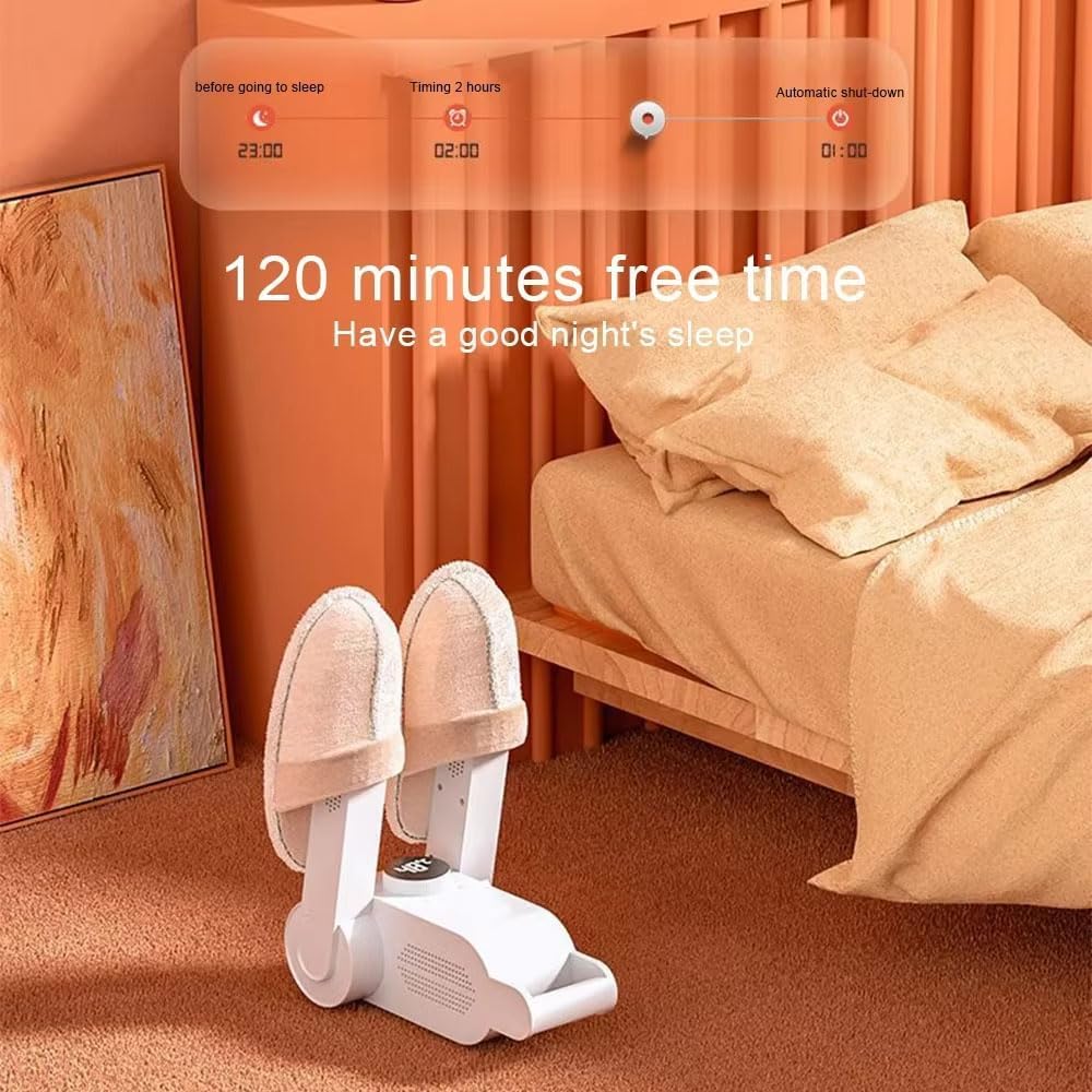 Secador de zapatos portátil con control de temperatura ajustable, temporizador de retardo de 24 horas y apagado automático para zapatos, guantes, sombreros, calcetines y botas de esquí