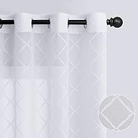 Vista 3 de Cortinas traslúcidas blancas de 84 pulgadas de largo, 2 paneles con ojales, cortinas blancas semitransparentes para sala de estar, dormitorio