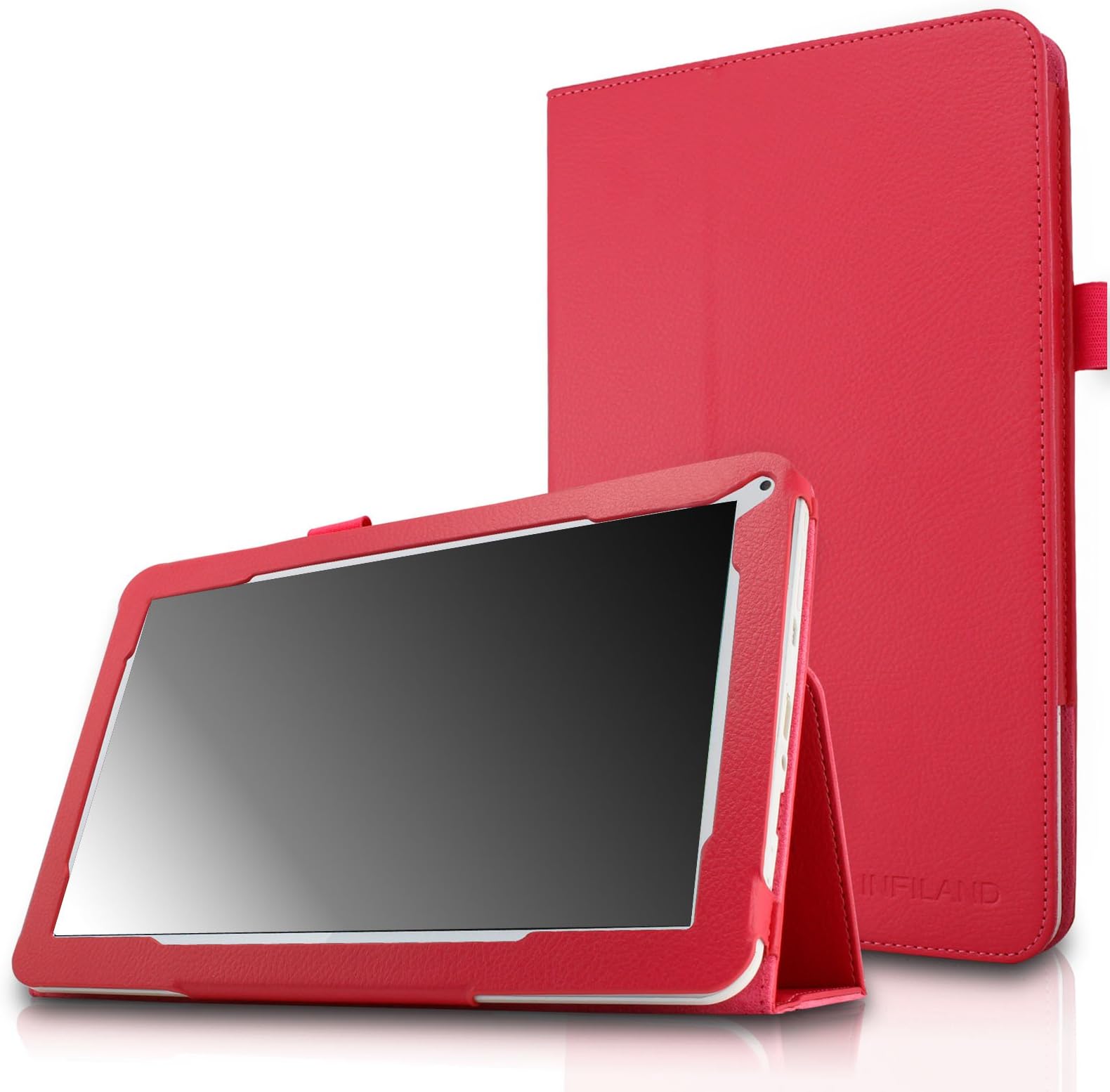 INFILAND Folio PU Leather Slim Stand Case Cover for 10.1" Android Tablet Red