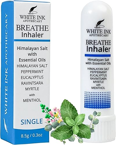 Miniatura 1 de Breathe Better White in-Haler  Inhalador nasal de sal marina del Himalaya rosa  Congestión, respiración y enfoque  Inhalador sinusal de aromaterapia