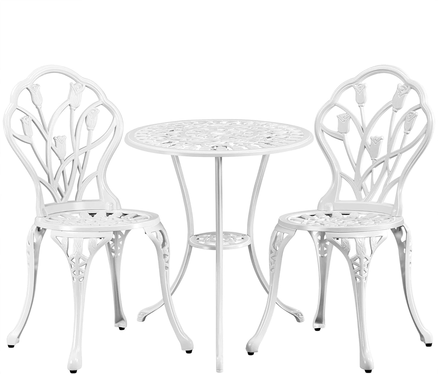 Yaheetech Garden Bistro Set Round Aluminum Patio Table with 2 Chairs