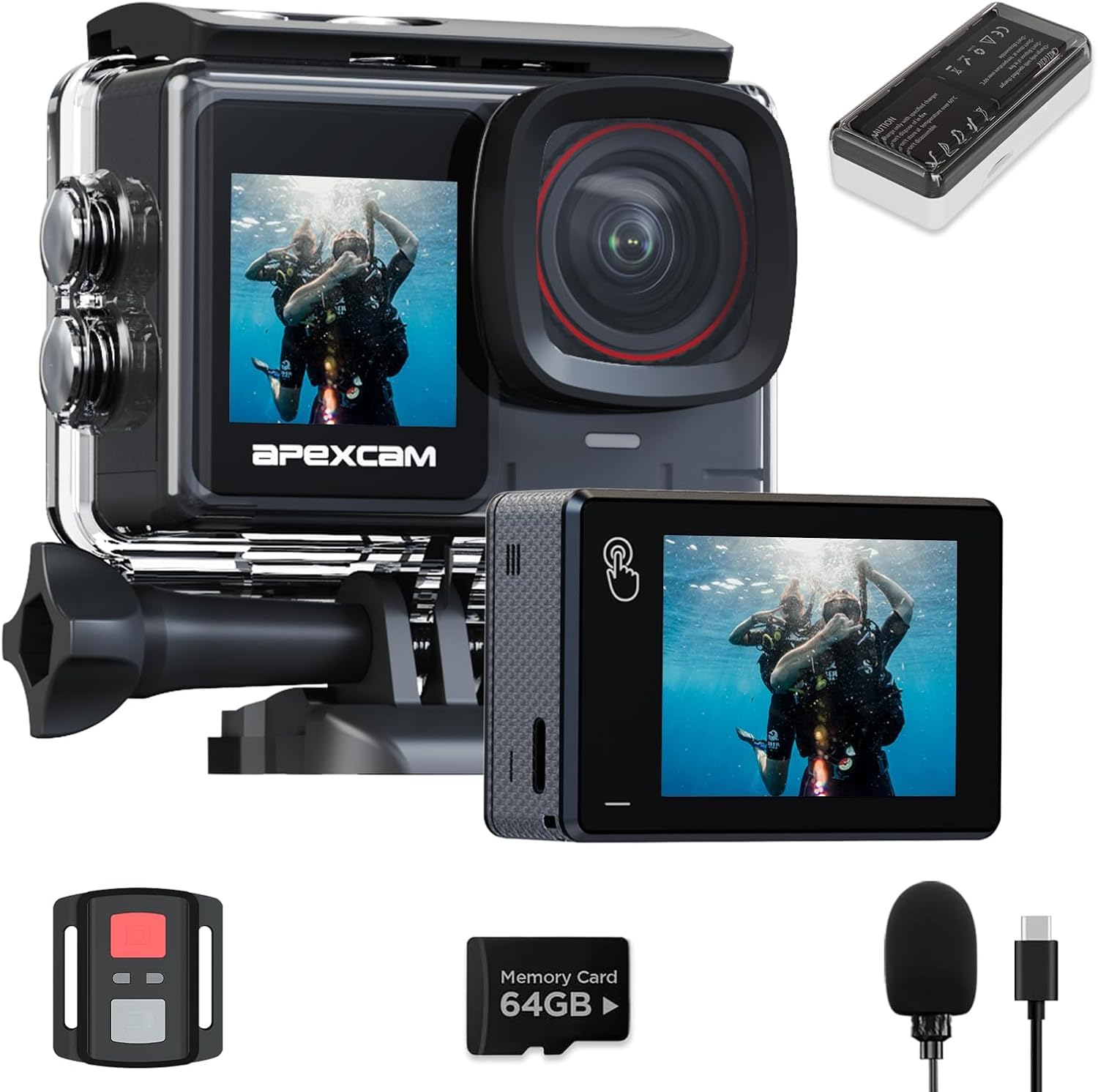 Amazon.com: Apexcam X80PRO Dual Screen Action Cam 4K60FPS 8X Zoom